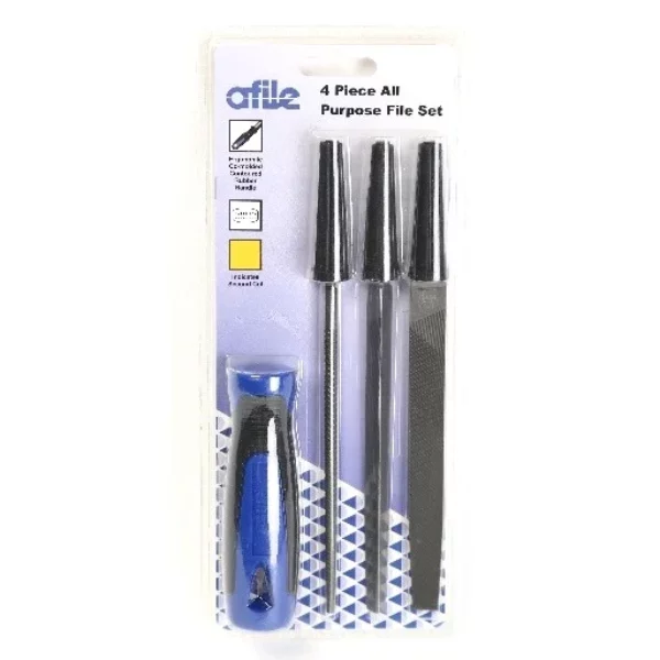 4 PIECE FILE SET BLISTER PACK
