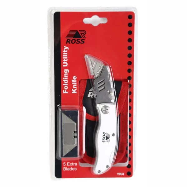 Folding Utility Knife with Pouch and Blades